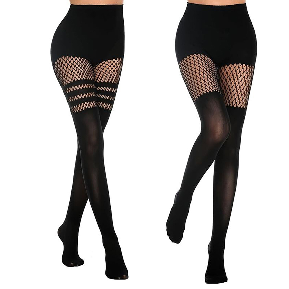 Meia-calça preta vazada com su - Fishnet Stocking Women avaliação e preço