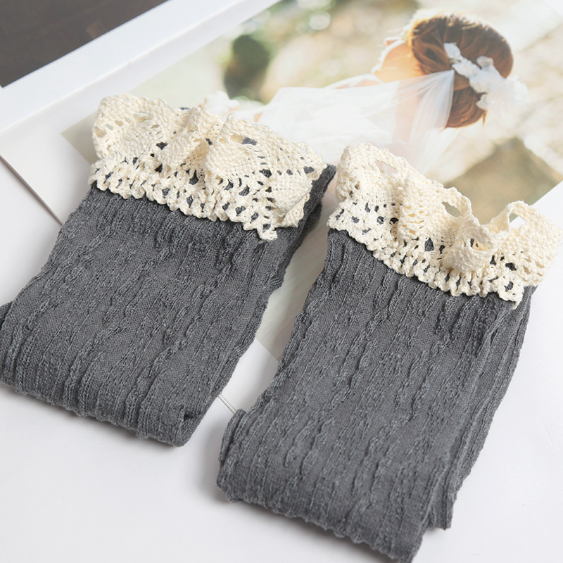 1 par preto branco cinza renda - Knee High Sock Women avaliação e preço