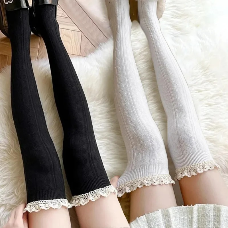 Meias longas de renda Lolita p - Knee High Sock Women avaliação e preço